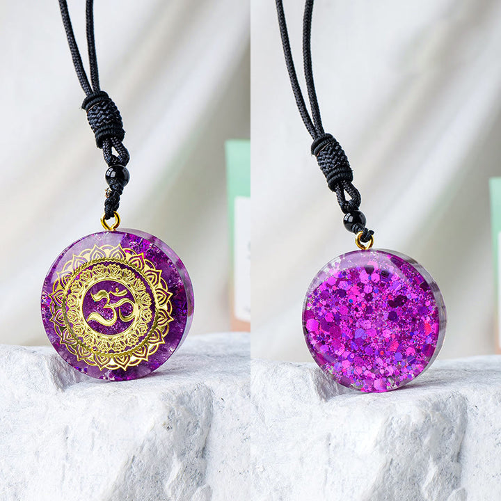 Olivenorma Natural Crystal Orgone Necklace - OM & Amethyst - image 13