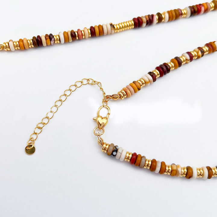Olivenorma Sunset Frisbee Beaded Natural Agate Clavicle Necklace - image 10