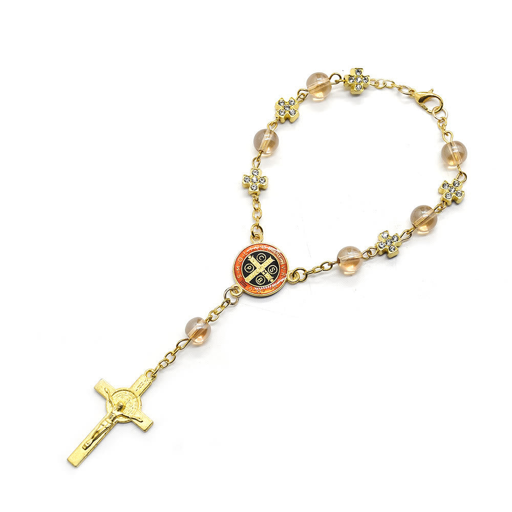 Olivenorma Prayer Beads Rosary Gold Cross Bracelet - image 3