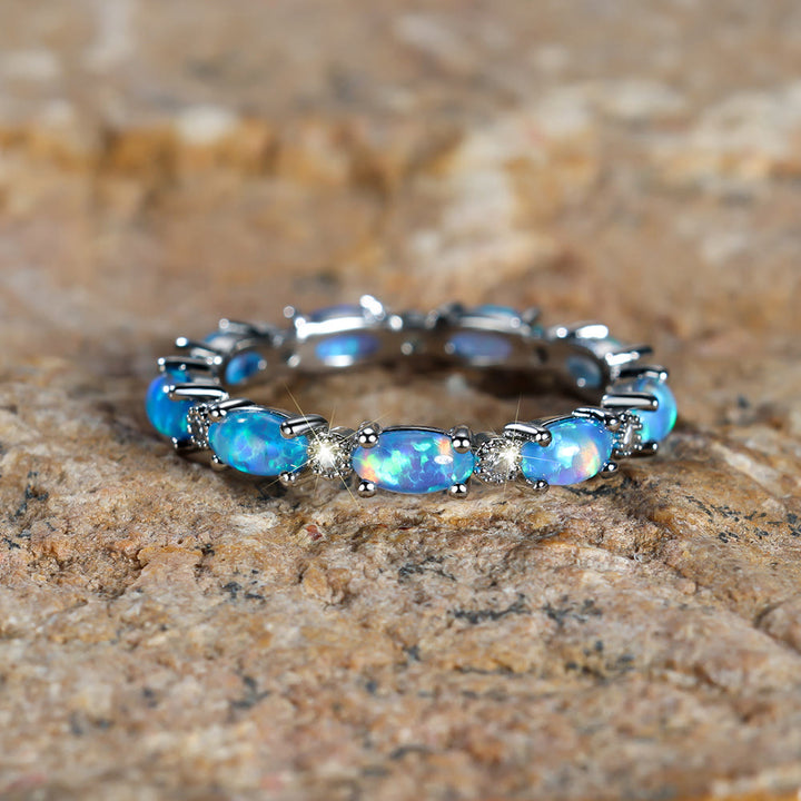 Olivenorma Purple Blue Opal Black Gold Ring - image 6