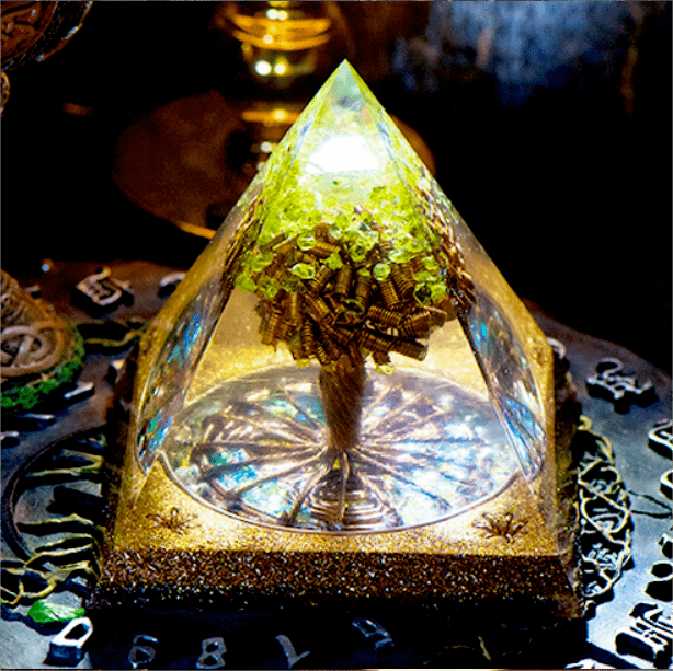 Olivenorma Tree Of Life Peridot Orgone Pyramid - image 1