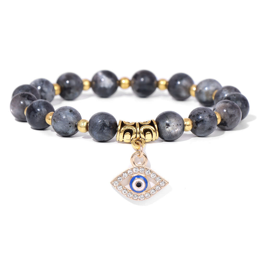 Olivenorma Natural Stone Beaded Evil Eye Pendant Bracelet - Labradorite - image 34