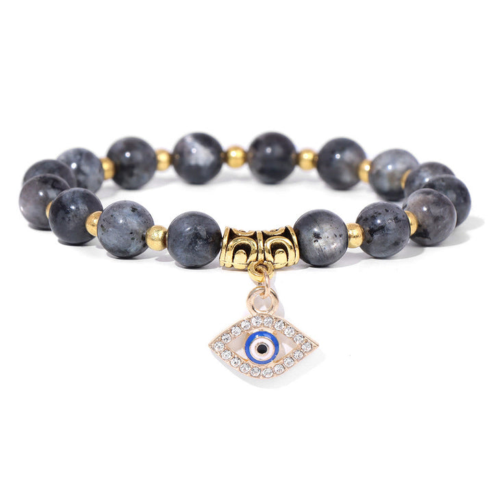 Olivenorma Natural Stone Beaded Evil Eye Pendant Bracelet - Labradorite - image 34