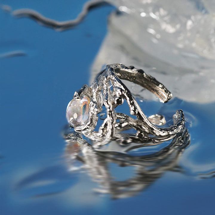 Olivenorma Irregular Branch Pattern Moonstone Ring - image 7