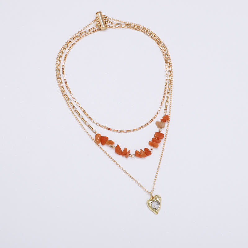 Olivenorma Agate White Zircon Irregular Heart Pendant Layered Necklace - image 2