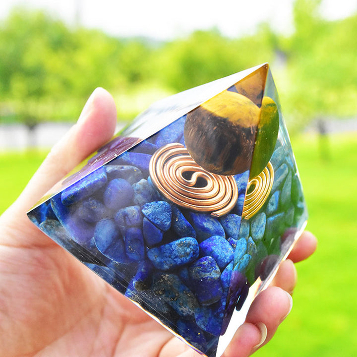 Olivenorma Lapis Lazuli Tiger Eye Orgone Pyramid - image 3