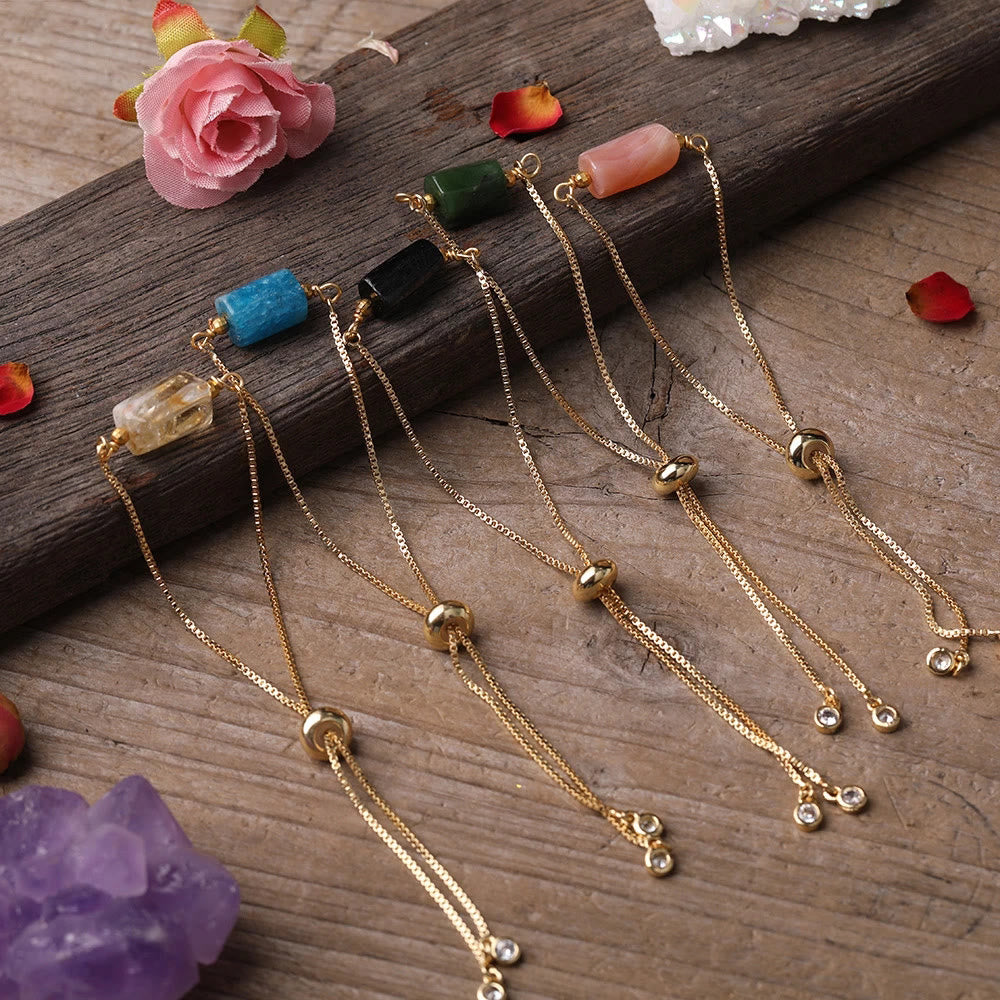 Olivenorma Natural Crystal Prismatic Stone String Metal Chain Bracelet - image 26