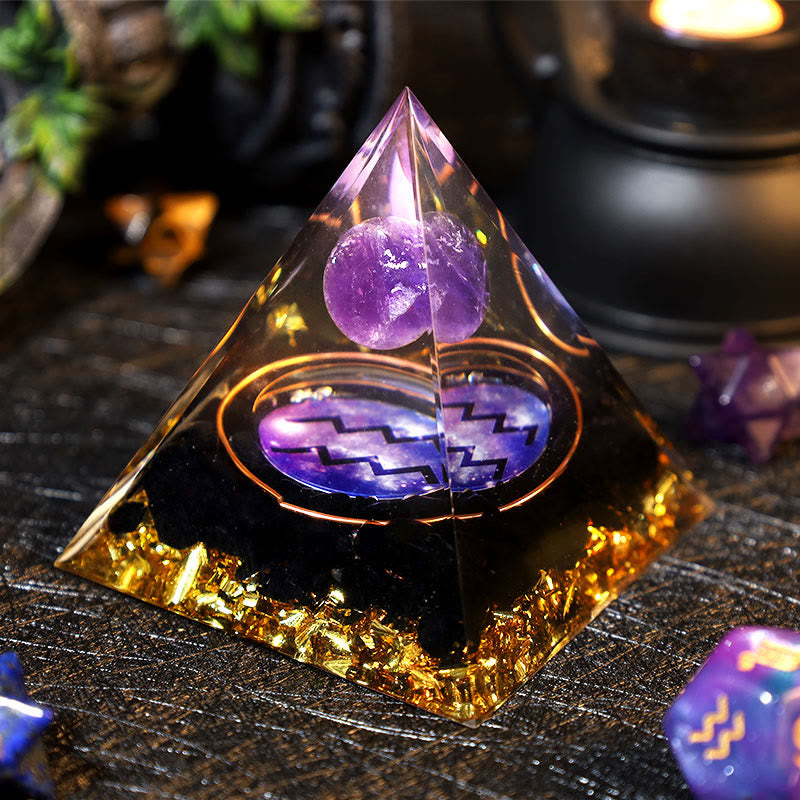 Olivenorma Amethyst Ball Obsidian Gravel Zodiac Aquarius Orgone Pyramid - image 1