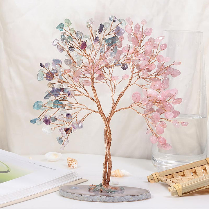 Olivenorma Natural Crystal Stone Feng Shui Tree - Pink Crystal&Fluorite - image 5