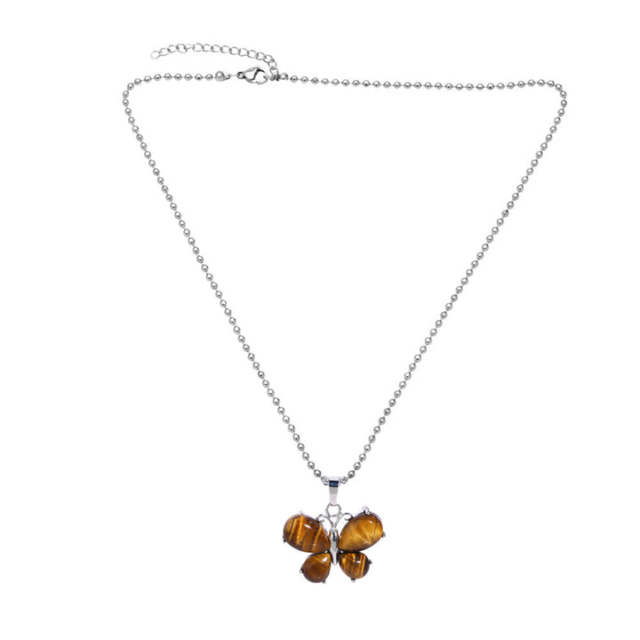 Olivenorma Tiger Eye Butterfly Kitten Angel Wings Pendant Necklace - image 2