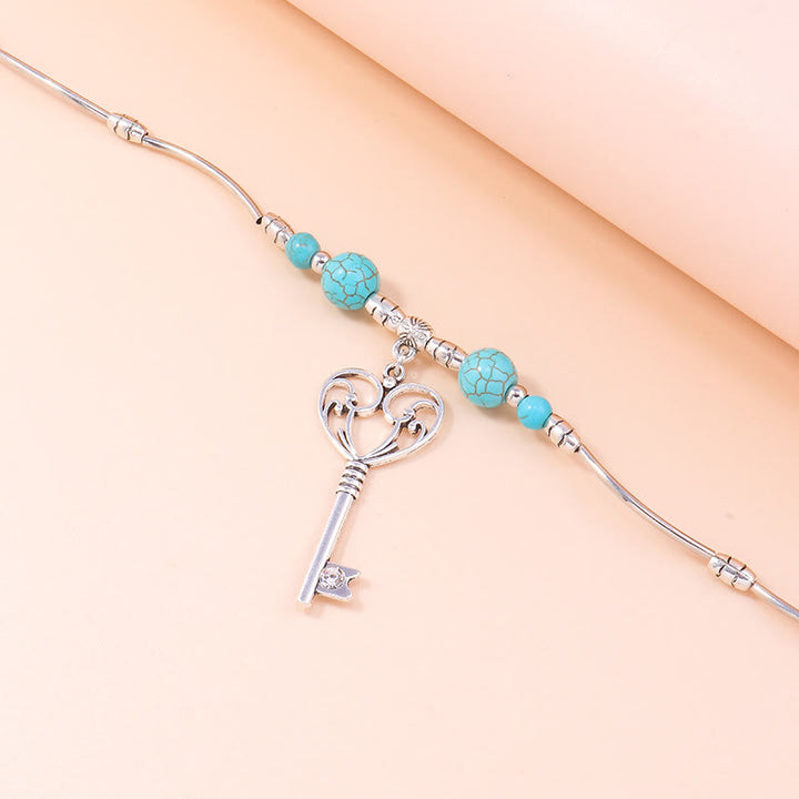 Olivenorma Turquoise Bohemian Love Key Pendant Necklace - image 5