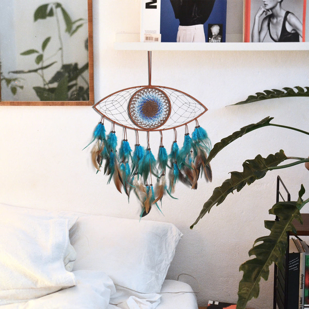 Olivenorma Evil Eye Green Brown Feathers Dream Catcher - image 7