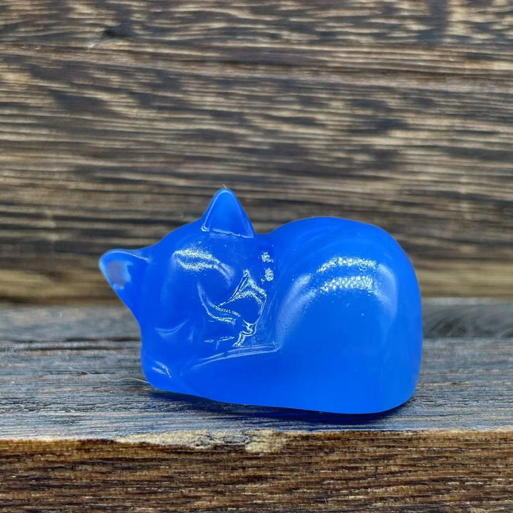 Olivenorma 4cm Natural Crystal Nap Cat Gemstone Decoration - Blue Opal - 10Pcs - image 1