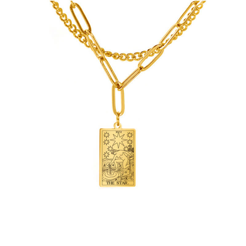 Olivenorma Tarot Card Double Chain Necklace - Gold - The Star - image 13