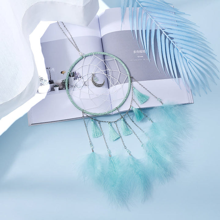 Olivenorma Fairy White Feather Moon Pendant Dream Catcher - image 8