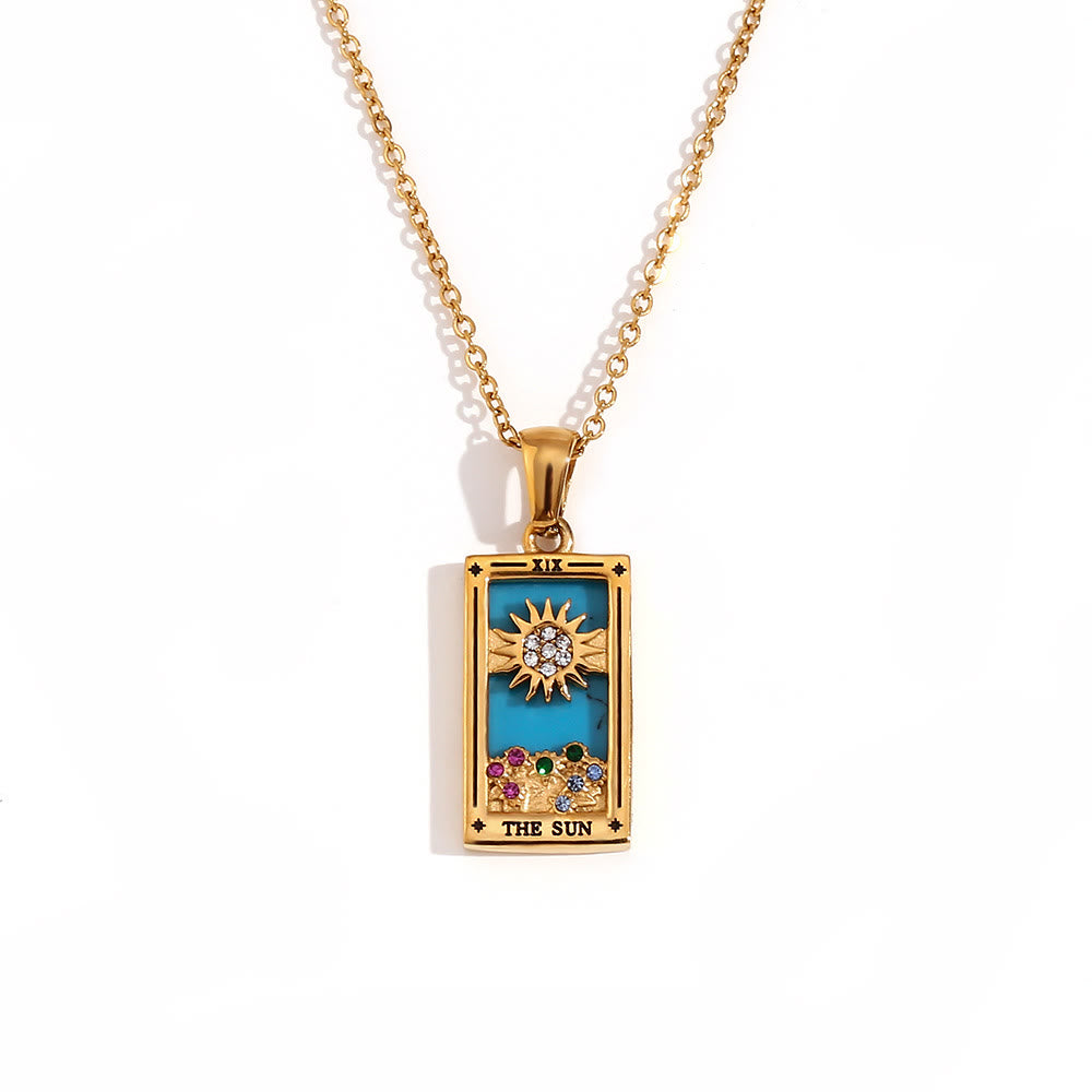 Olivenorma Stainless Steel 18k Gold Plated Tarot Card Necklace - THE SUN - Golden - image 7