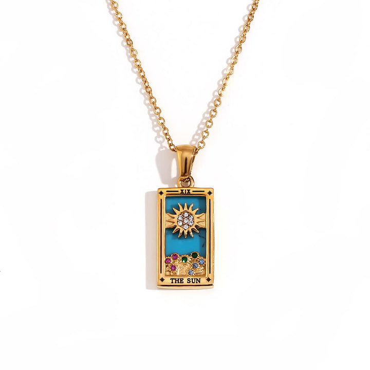 Olivenorma Stainless Steel 18k Gold Plated Tarot Card Necklace - THE SUN - Golden - image 7