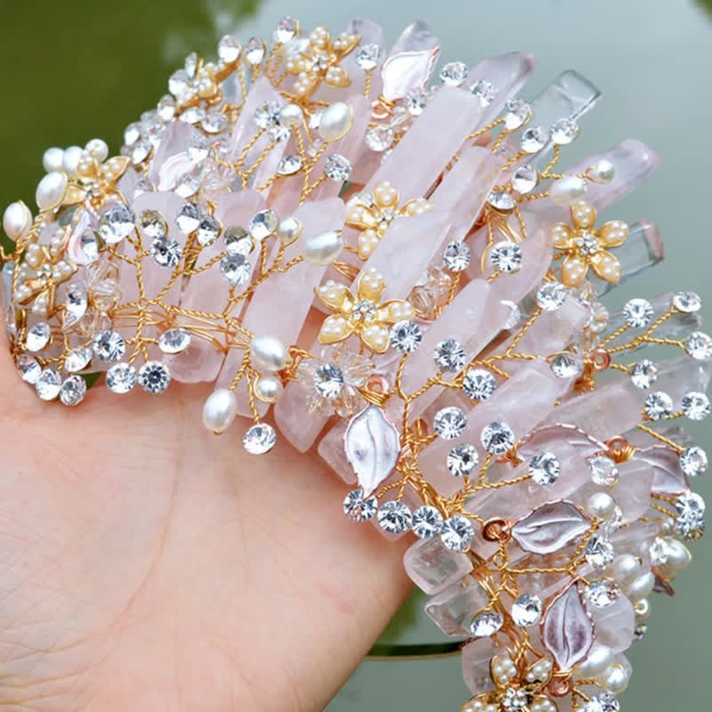Olivenorma Luxury Natural Crystal With Pearl Crystal Crown - image 5