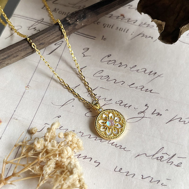 Olivenorma Moonstone Flower Round Pendant Necklace - Moonstone - image 0