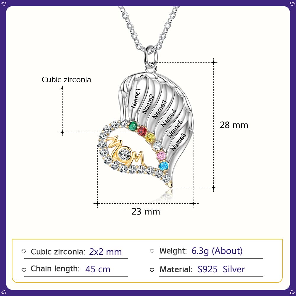 Olivenorma Mothers Birthstones Half Diamond Heart Necklace - image 23