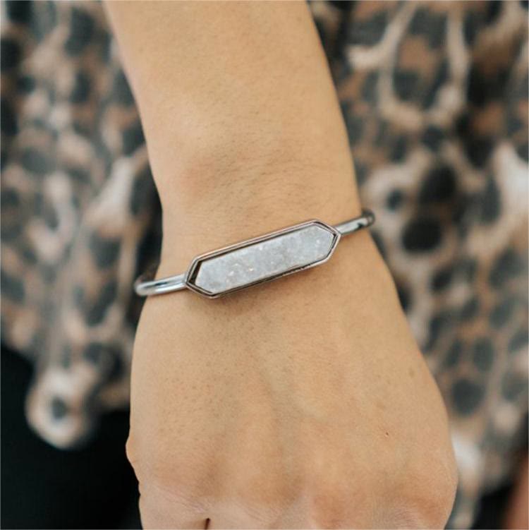 Olivenorma Natural Crystal Cluster Metal Copper Cuff Bracelet - image 19