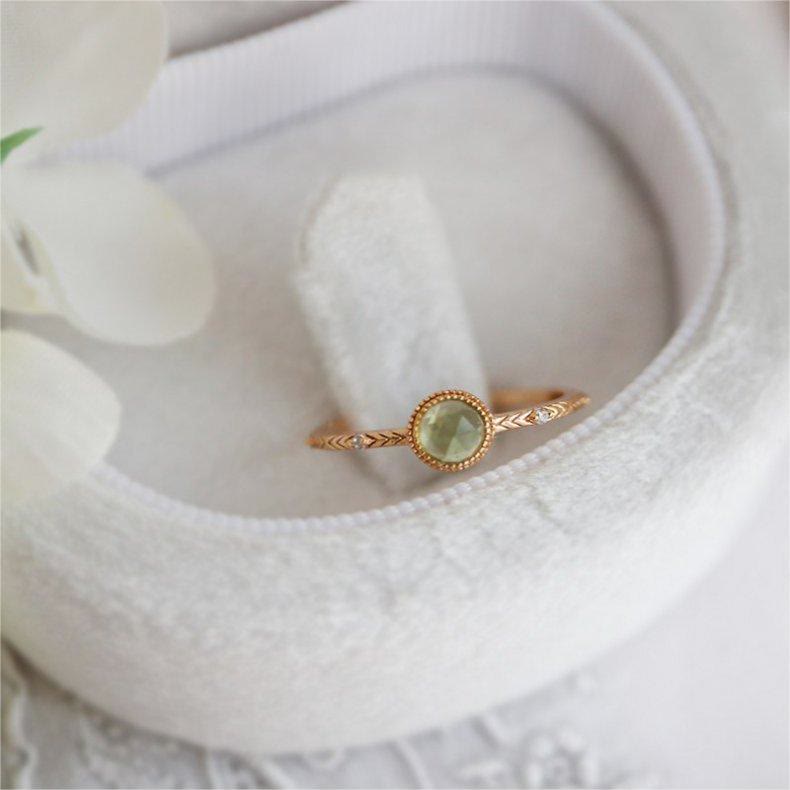 Olivenorma Natural Round Cut Green Peridot Ring - image 4