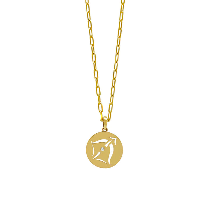 Olivenorma White Zircon Hollow Circle Zodiac Stainless Steel Necklace - Sagittarius - image 12
