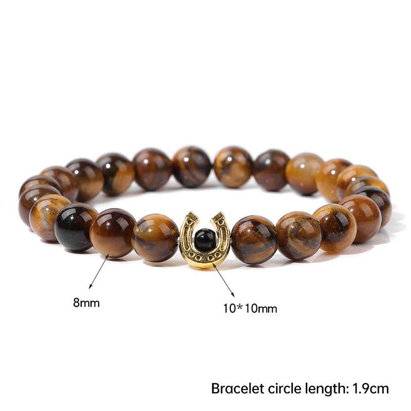 Olivenorma 8mm Natural Stone Beaded Horse Shoe Pendant Bracelet - image 23