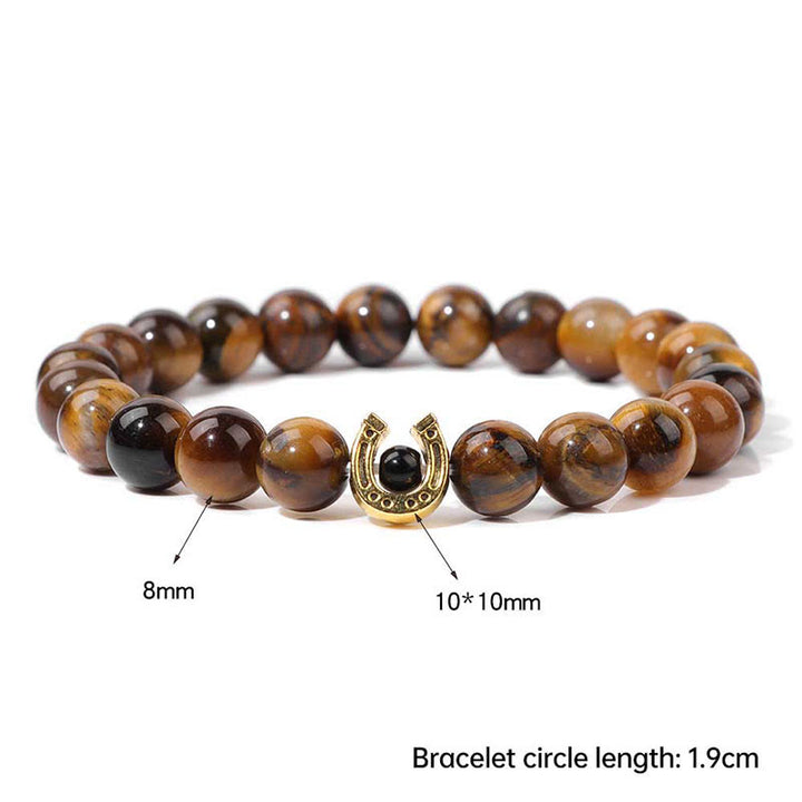 Olivenorma 8mm Natural Stone Beaded Horse Shoe Pendant Bracelet - image 23