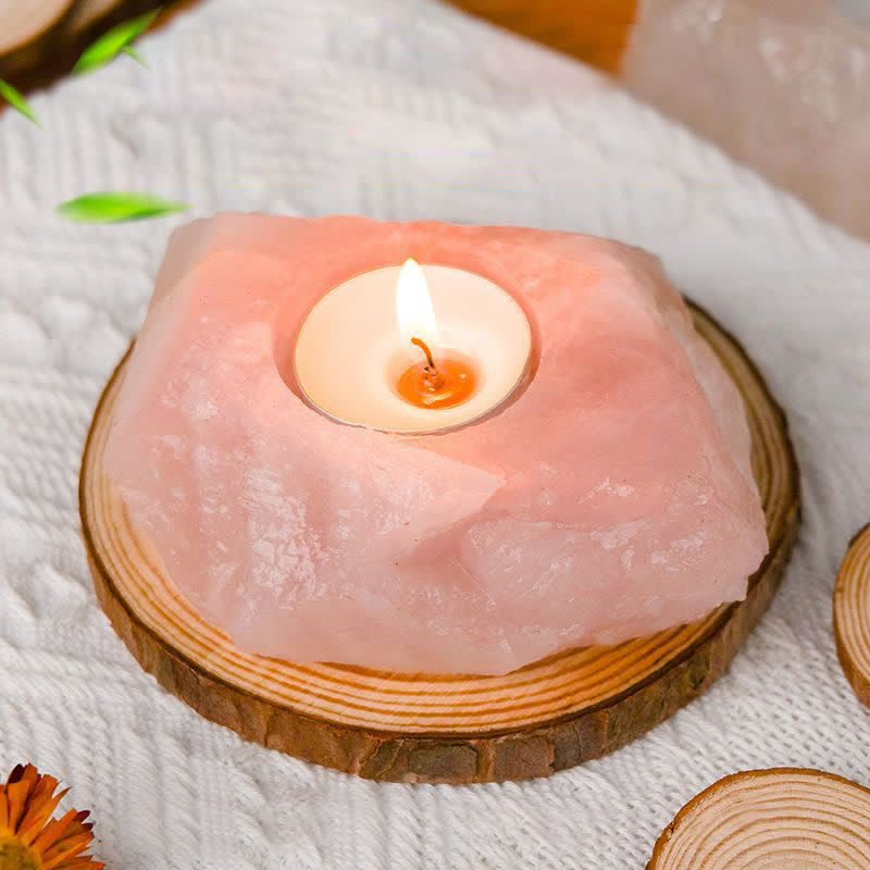 Olivenorma Natural Healing Crystal Candle Holder - Rose Quartz - image 1