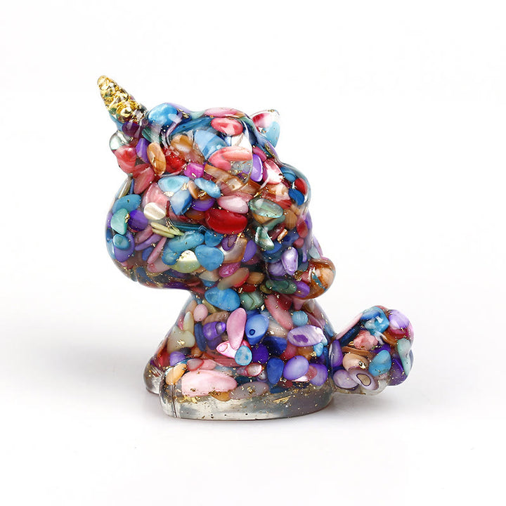 Olivenorma Crystal Unicorn Gemstone Decoration - Colorful Shells&Gold Foil - image 47