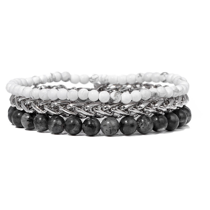 Olivenorma "Peace And Calm" Retro Rose Stone Bracelet Set - White Turquoise & Labradorite - image 9