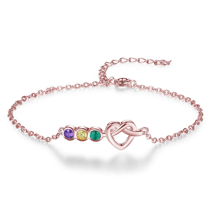 Olivenorma Personalized Heart 2-5 Birthstones Bracelet - Rose Gold - 5 Birthstone - image 11