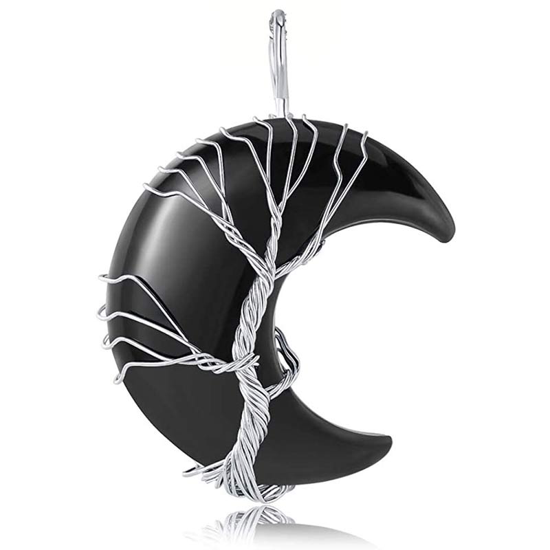 Olivenorma Natural Crystal Moon Necklace - Black Agate - image 25