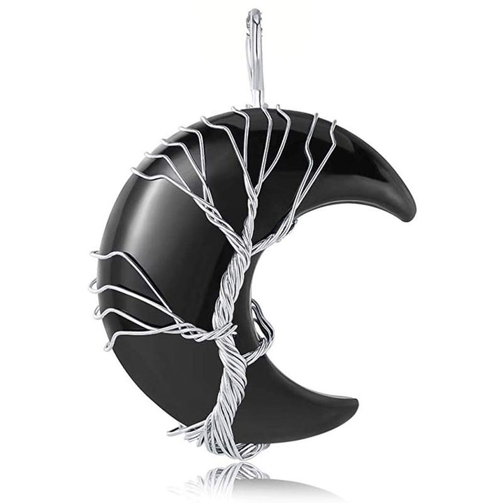 Olivenorma Natural Crystal Moon Necklace - Black Agate - image 25