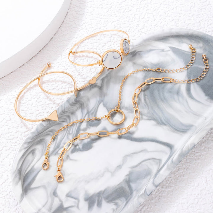 Olivenorma Natural Stone Alloy Five Piece Open Bracelet Set - image 4