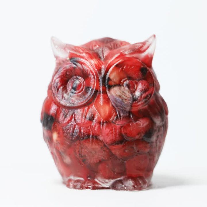 Olivenorma Natural Crystal Cute Owl Gemstone Decoration - Red Agate - image 4