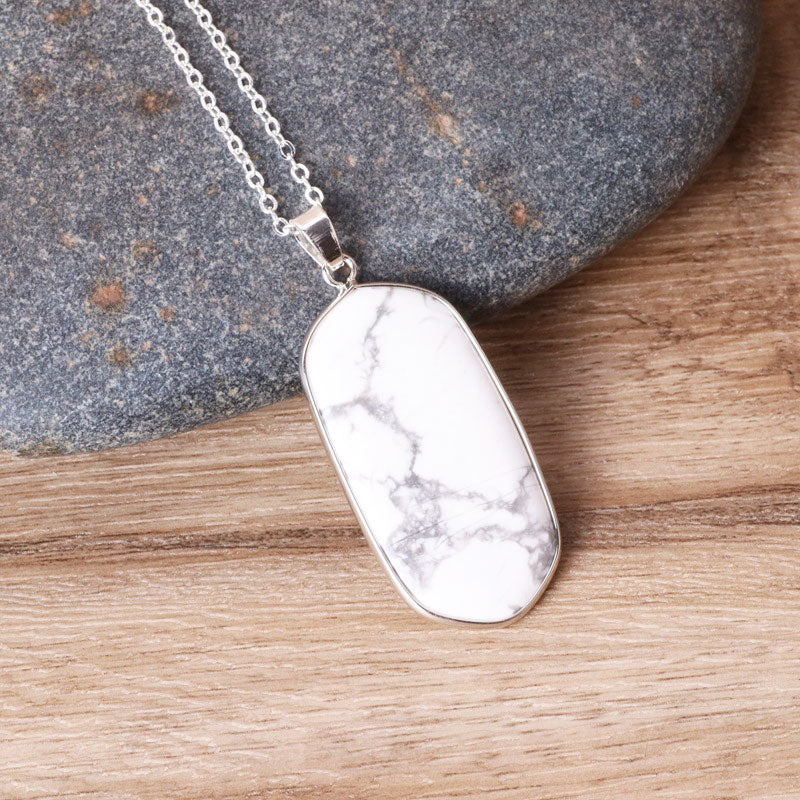 Olivenorma Natural Crystal Stone Necklace - White Turquoise - image 9