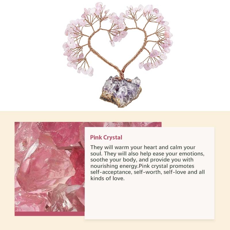 Natural Crystal Stone Love Feng Shui Tree - Pink Crystal - image 7