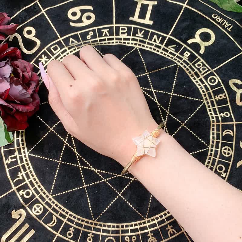 Olivenorma Gold Wire Wrapped Star Shape Gemstone Bracelet - Clear Crystal - image 1