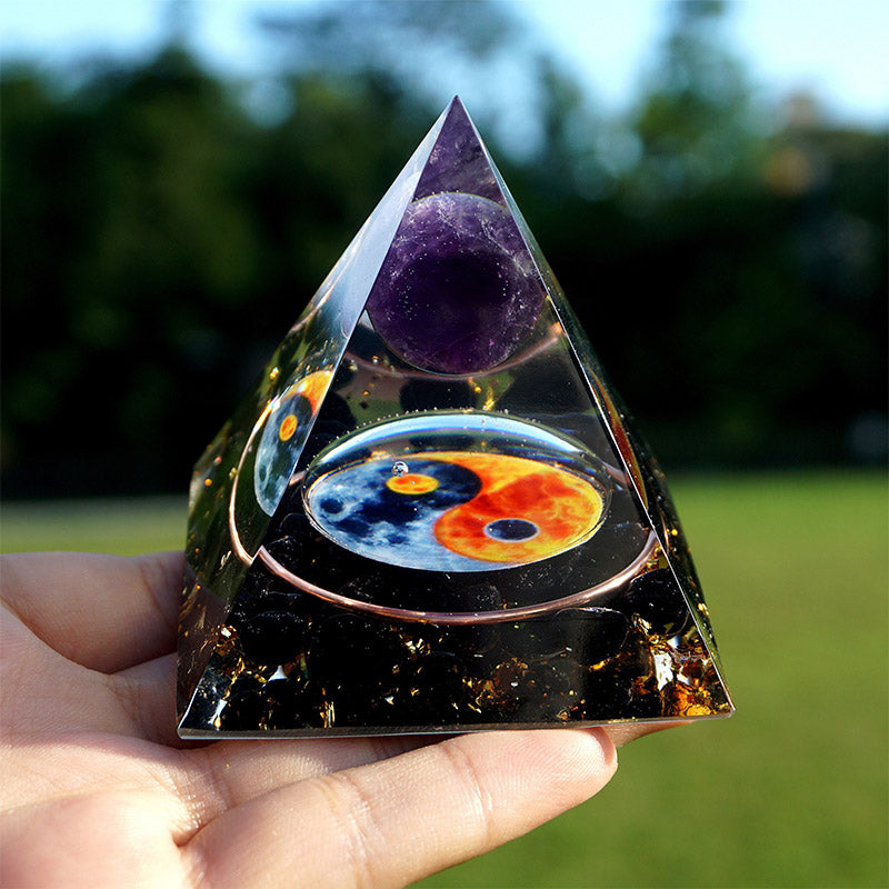 Olivenorma Amethyst Yin Yang Series Balance Orgone Pyramid - image 3