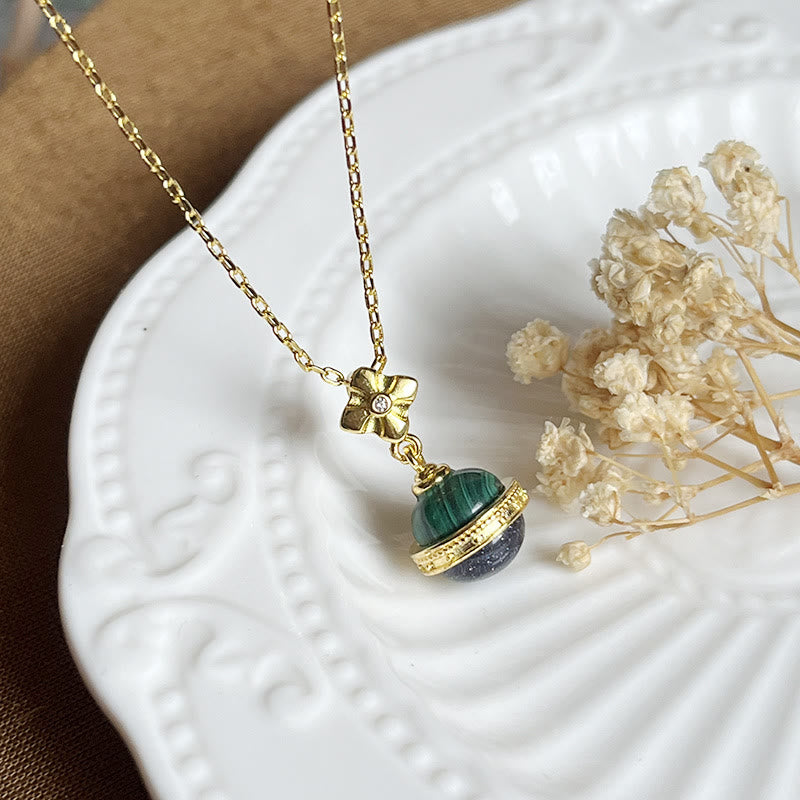 Olivenorma "Stellar Corona" Malachite Blue Sandstone Sphere Pendant Necklace - image 2