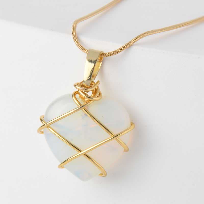 Olivenorma Rose Quartz Heart Shape Gemstone Necklace - image 8