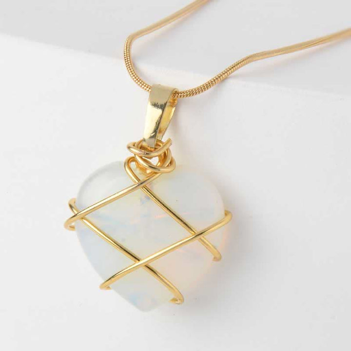 Olivenorma Rose Quartz Heart Shape Gemstone Necklace - image 8