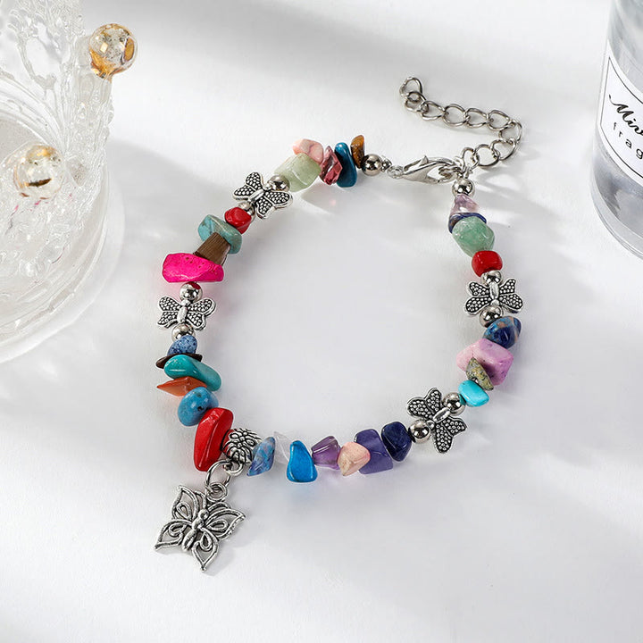 Olivenorma Colorful Crystal Rubble Butterfly Charm Bracelet - Colorful Stone - image 3