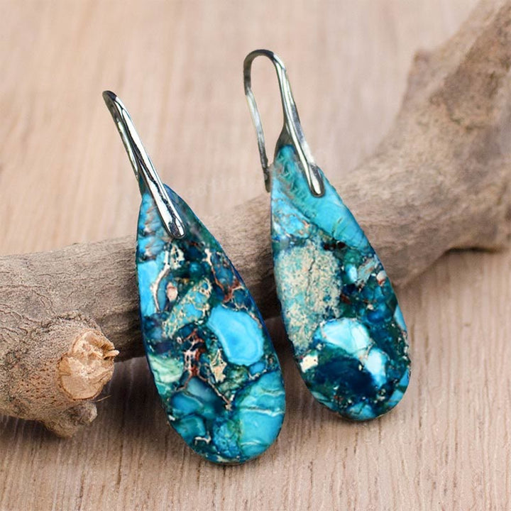 Olivenorma Drop Shape Emperor Stone Earrings - image 6