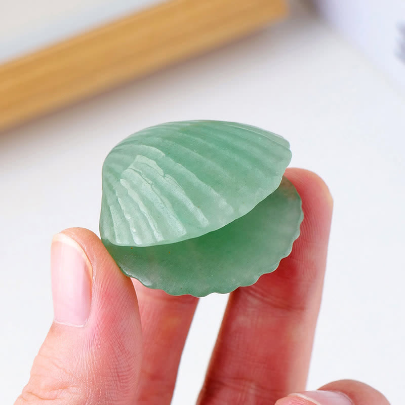 Olivenorma Natural Crystal Agate Carved Shells Gemstone Decoration - Green Aventurine - image 5