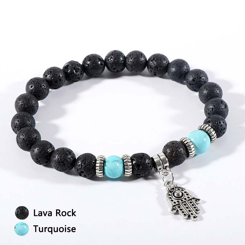 Malachite Tiger Eye Lava Stone Bracelet - Turquoise - image 5