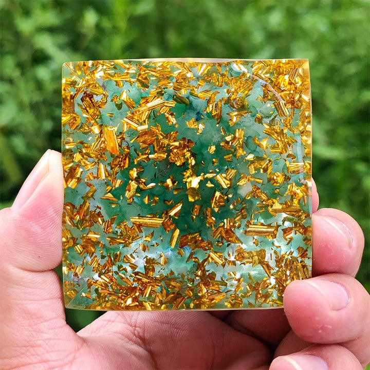 Olivenorma Amethyst with Green Aventurine Taurus Zodiac Orgone Pyramid - image 4