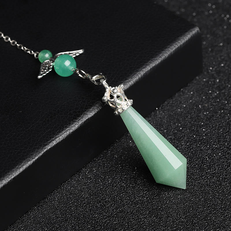 Olivenorma Labradorite Crystal Angel Wings Pendulum - Green Aventurine - image 27